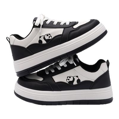 环球黑白熊猫板鞋女款2025春季新款爆款百搭ins潮厚底鞋子女鞋潮