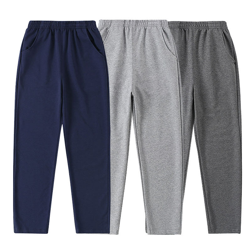 中小学生藏青色校服裤春夏直筒宽松男女童学校深蓝灰色纯棉运动裤