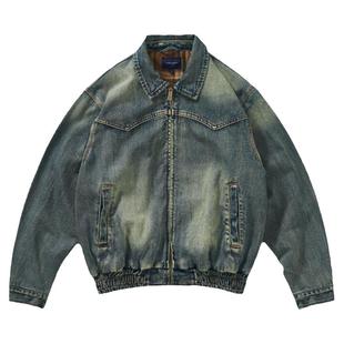 714street水洗复古单宁牛仔夹克男士秋冬新款美式圣达菲厚款外套