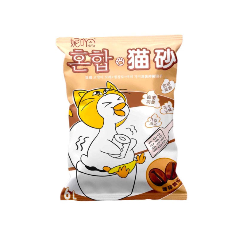 6包妮吖混合猫砂niya豆腐砂除臭猫砂小苏打可冲马桶豆腐膨润土猫