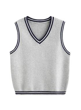 儿童马甲无袖针织衫秋冬套头毛衣小学生棉线马夹班服男童针织背心