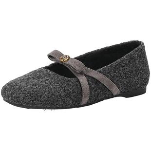 EBLAN/伊伴山茶花加绒玛丽珍鞋女2026冬季新款蝴蝶结内增高单鞋子