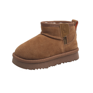 女童雪地靴2025冬季新款儿童棉鞋加绒加厚大棉靴男童防滑雪地鞋子