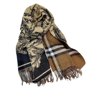 欧美战马格子双面围巾女冬季新款时尚流苏仿羊绒加厚围脖保暖披肩