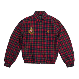 TGFCLUB 美式街头嘻哈复古格子刺绣短款修身夹克外套