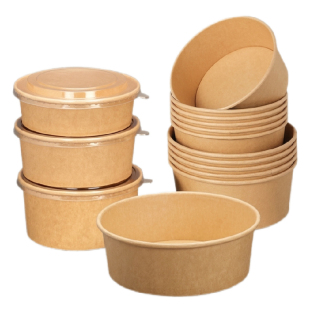 一次性打包盒牛皮纸食品级可微波加热饭碗寿司野餐水果盒微波炉
