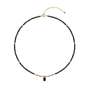 AMO黑金派对黑尖晶金珠项链女小众高级叠戴毛衣链复古串珠锁骨链