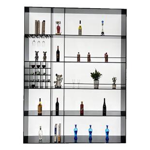 不锈钢酒柜金属发光柜背景墙嵌入式电视壁龛钢板柜实心铝板餐边柜