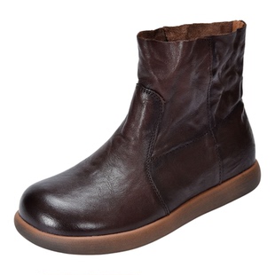 四起哥2025秋季新款头层牛皮复古骑士靴真皮休闲鞋女轻奢短靴女靴