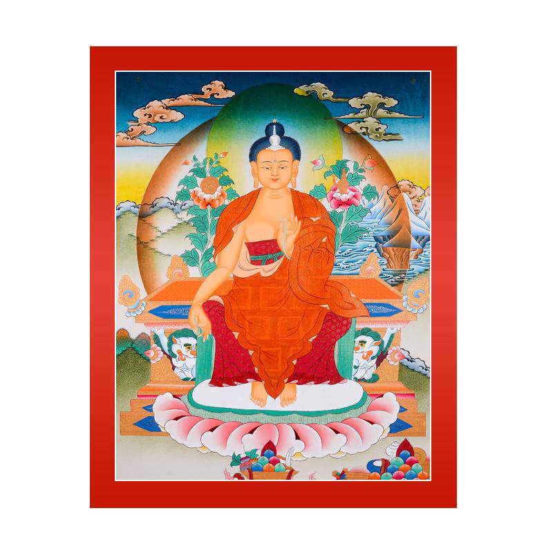 闯隆《弥勒佛》唐卡挂画 西藏手绘尼泊尔彩绘尊巴 客厅玄关装饰画