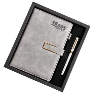 商务笔记本礼盒套装厚学生A5笔记本子封面刻字公司礼品本子笔定做工作会议记录本办公软皮记事本定制可印logo