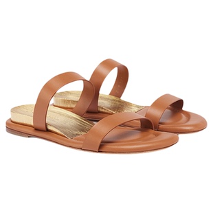 CASADEI/卡桑蒂ZEPPA时尚百搭金属纹理增高鞋垫牛皮露趾平底凉鞋