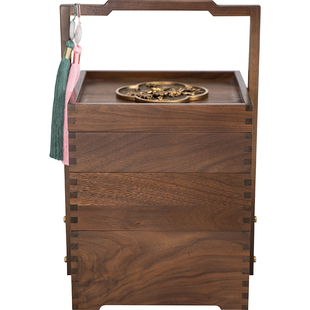 匠心坊食盒中式实木糕点盒木质托盘干果盘古风点心盒复古茶歇摆件