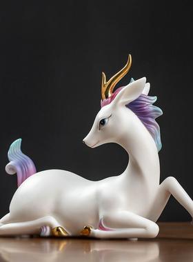 陶瓷一路有你鹿摆件一对办公室家居客厅办公室桌面招财装饰工艺品