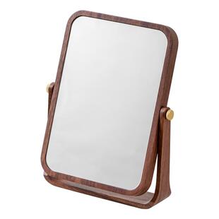 高清实木镜子主卧室化妆镜台式桌面镜旋转2026新款中式复古梳妆镜