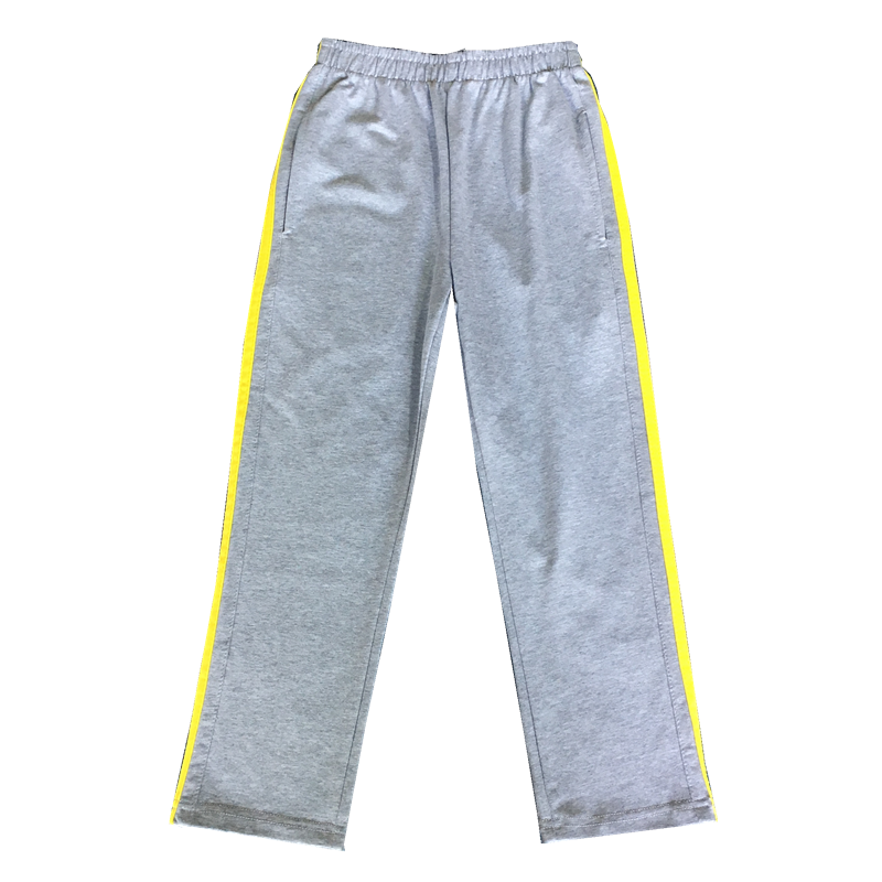 新款定制全棉灰黄蓝杠校服