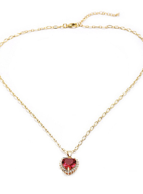 项链绝美多色微镶满钻镀金爱心