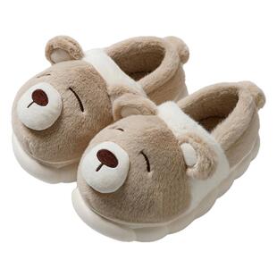 踩屎感棉拖鞋男士冬季包跟外穿室内家居防滑可爱毛绒情侣棉鞋男款