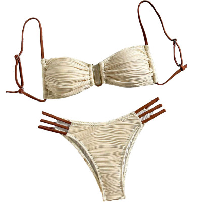 三点式比基尼黑白色泳衣bikini