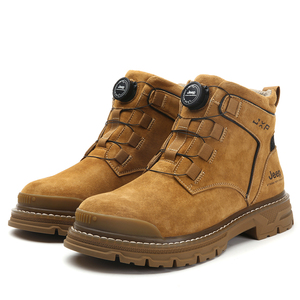 Jeep马丁靴男士免系带防滑防泼水户外工装鞋秋冬季新款高帮登山鞋
