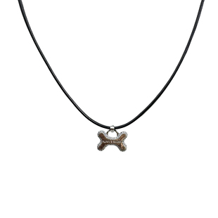 小狗骨头甜酷风choker皮绳项圈小众简约百搭项链个性高级感颈链