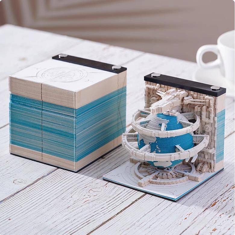 新品热销3d立体纸雕便签纸本创意艺术品便利贴高颜值地球手撕日历