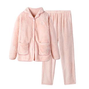 网易严选珊瑚绒睡衣女2025秋冬新款翻领保暖情侣家居服男舒适亲子