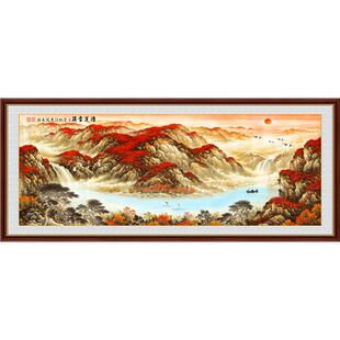 壁画贴纸客厅装饰画鸿运当头旭日东升山水画挂画背景墙贴画聚宝盆