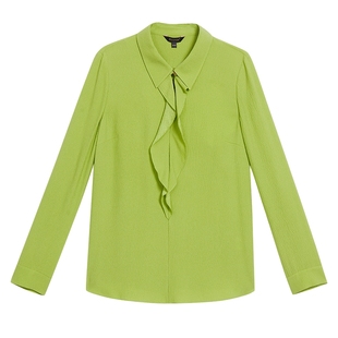 【真丝系列】YINER音儿女装冬季时尚时尚荷叶边装饰衬衫领上衣