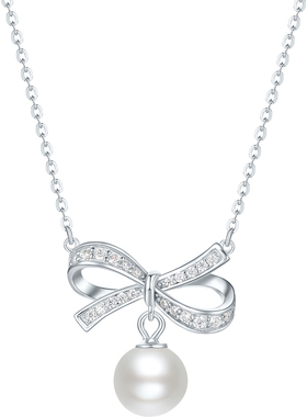 周六福S925银蝴蝶结项链女