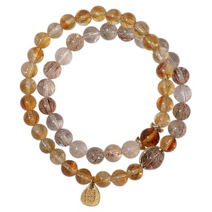 珂拉咪 天然多圈黄塔晶黑金超七手链女 水晶手串饰品礼物设计系列