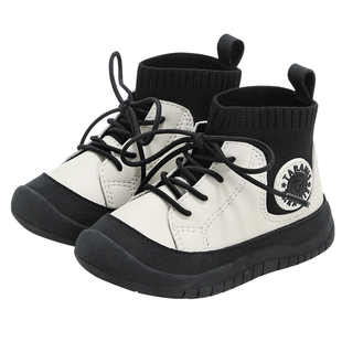 泰兰尼斯春秋新品一脚蹬袜靴短靴防滑耐磨百搭舒适防踢学步机能鞋