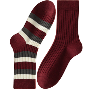 安可拉红袜子女中筒袜纯棉秋冬季2024新款爆款时尚网红潮春秋长袜