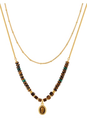 OUBIYABI欧比雅比木星虎眼石项链叠戴毛衣链招财耳环耳饰女生