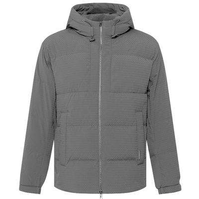 利郎官方肌理提花连帽保暖羽绒服