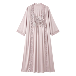 法国轻奢高级感真丝睡衣性感纯欲风温柔优雅长款蕾丝吊带睡裙睡袍