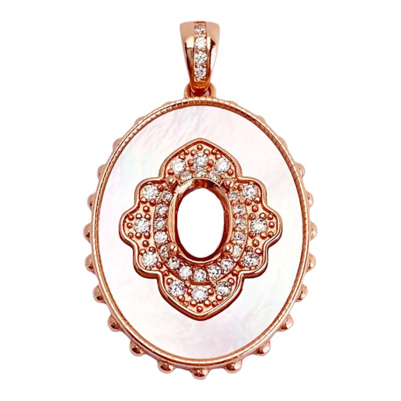 椭圆5*7mm贝壳吊坠空托925纯银