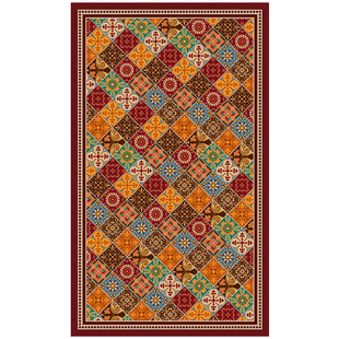 波尔图入户地垫进门玄关门垫免洗耐脏可裁剪红色格子2026新款马年