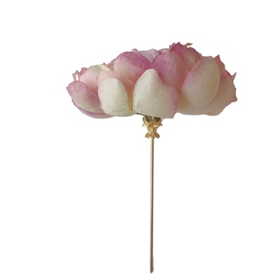 格格间金粉牡丹绢花发簪唐风