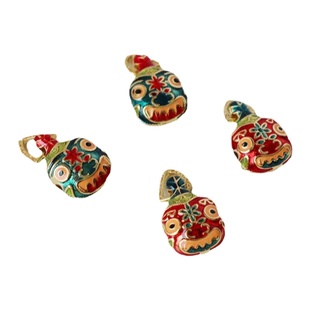 18K包金保色滴油景泰蓝珐琅彩复古横孔吞金兽吊坠diy手工饰品配件