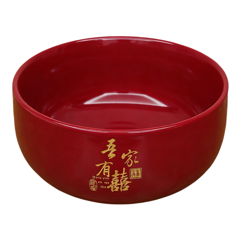结婚陶瓷红色6英寸喜碗一对大号
