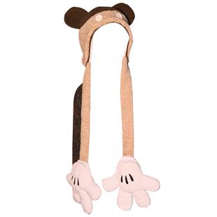 果壳帽子女冬迪士尼帽子米奇帽子围巾一体冬季帽子生日新年礼物