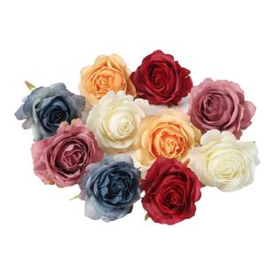 仿真油画玫瑰花头 绢花手腕花diy手工头饰胸花 婚庆布景摄影道具