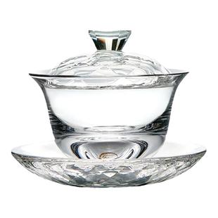 水晶玻璃盖碗泡茶杯高档三才盖碗家用男士女士功夫茶具泡茶碗茶盖