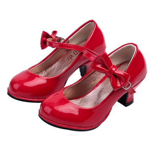 女童高跟鞋小公主儿童皮鞋单鞋粉色小女孩演出走秀公主鞋小孩鞋子