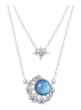 雅影海洋之心925纯银双层项链女