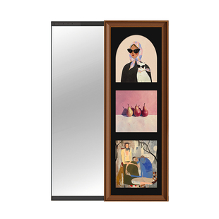 中古风可推拉全身镜隐藏式穿衣镜隐形装饰画暗藏式玄关镜子壁挂画