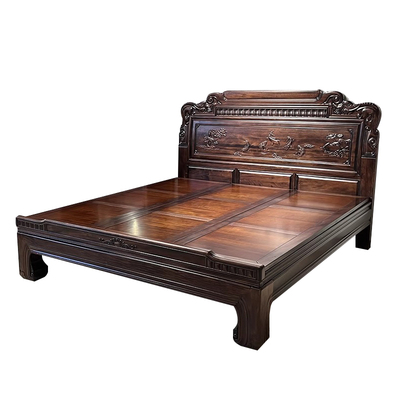 中式主卧全实木床紫檀木雕花古典