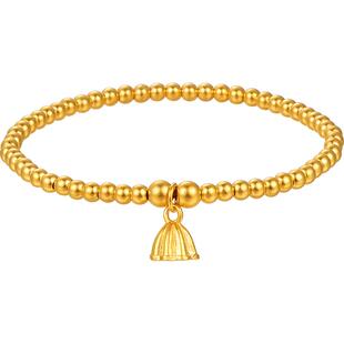 明牌珠宝古法黄金手链 嘉荷系列莲蓬晚荷转运珠手串金珠AFK0179