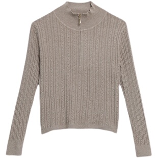 半拉链毛衣女春季修身针织衫高腰小个子气质短款上衣半高领打底衫